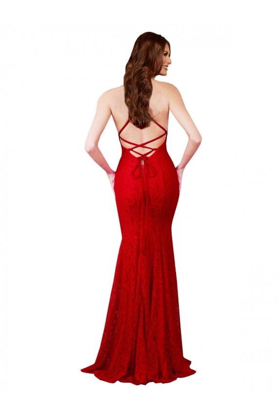 Mermaid V-Neck Lace Long Red Formal Evening Gown / Prom Dress / Bridesmaid Dress Sydney