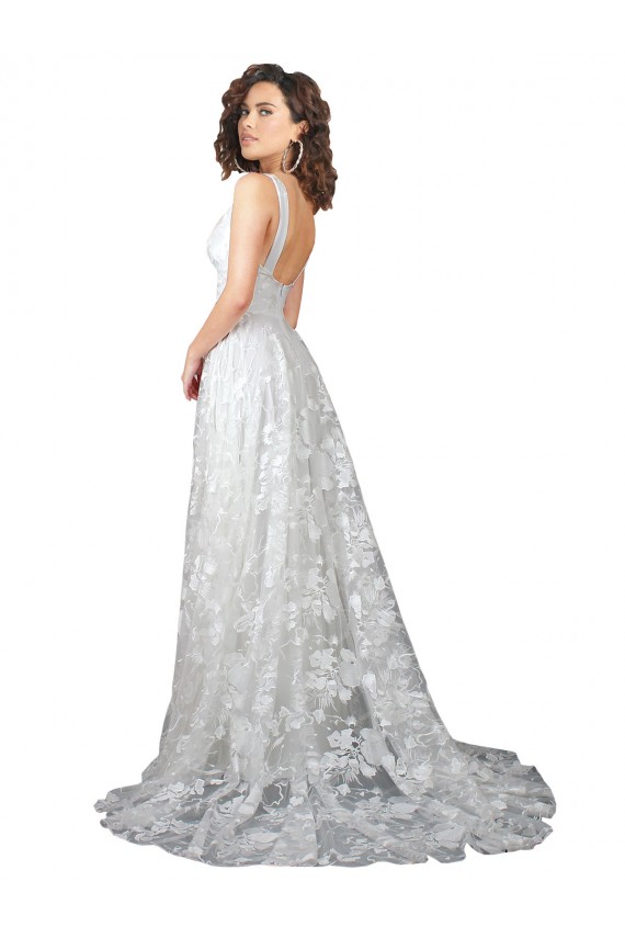 A-Line V-Neck Lace Chapel Train Off White Wedding Dress Sydney