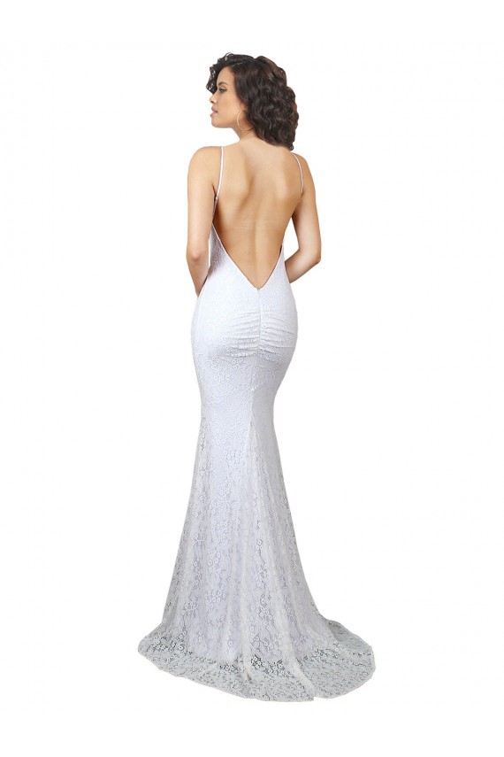 Mermaid High Neck Lace Sweep Train White Wedding Dress Sydney