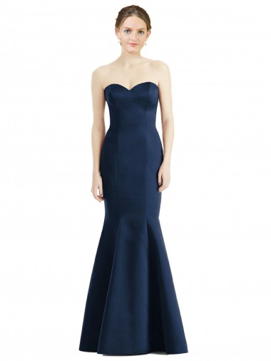 Mermaid Sweetheart Satin Long Floor Length Dark Navy Bridesmaid Dress Sydney
