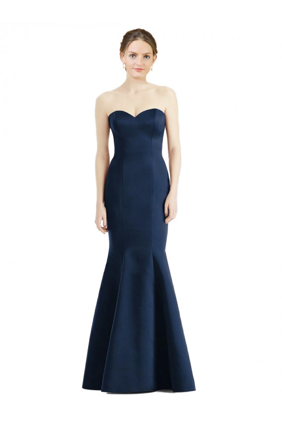 Mermaid Sweetheart Satin Long Floor Length Dark Navy Bridesmaid Dress Sydney