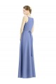A-Line V-Neck Satin Long Periwinkle Bridesmaid Dress Sydney