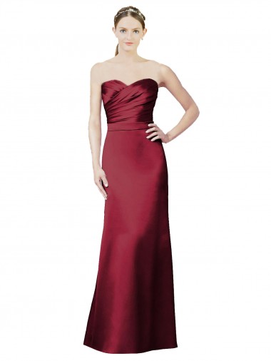 Mermaid Strapless Satin Long Burgundy Bridesmaid Dress / Evening Dress Sydney