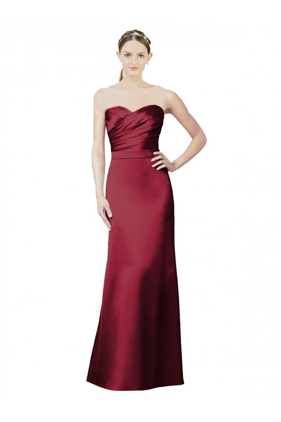 Mermaid Strapless Satin Long Burgundy Bridesmaid Dress / Evening Dress Sydney