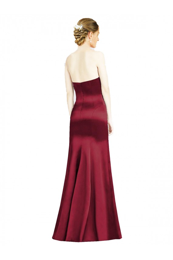 Mermaid Sweetheart Satin Long Burgundy Bridesmaid Dress Sydney