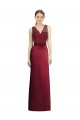 A-Line V-Neck Satin & Lace Long Burgundy Bridesmaid Dress Sydney