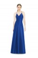 A-Line V-Neck Satin Long Royal Blue Bridesmaid Dress Sydney