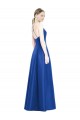 A-Line V-Neck Satin Long Royal Blue Bridesmaid Dress Sydney