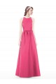A-Line Jewel Neck Satin Long Ruby Bridesmaid Dress Sydney