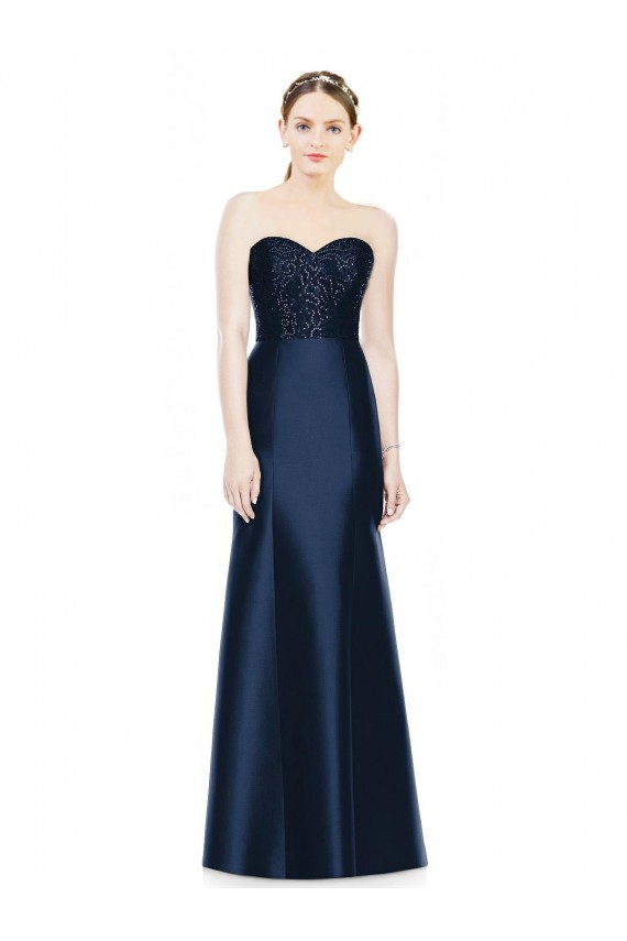 Mermaid Strapless Satin Long Dark Navy Evening Dress / Bridesmaid Dress Sydney