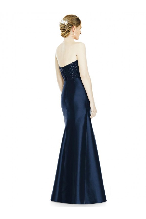 Mermaid Strapless Satin Long Dark Navy Evening Dress / Bridesmaid Dress Sydney