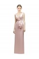Sheath V-Neck Satin Long Pink Bridesmaid Dress Sydney