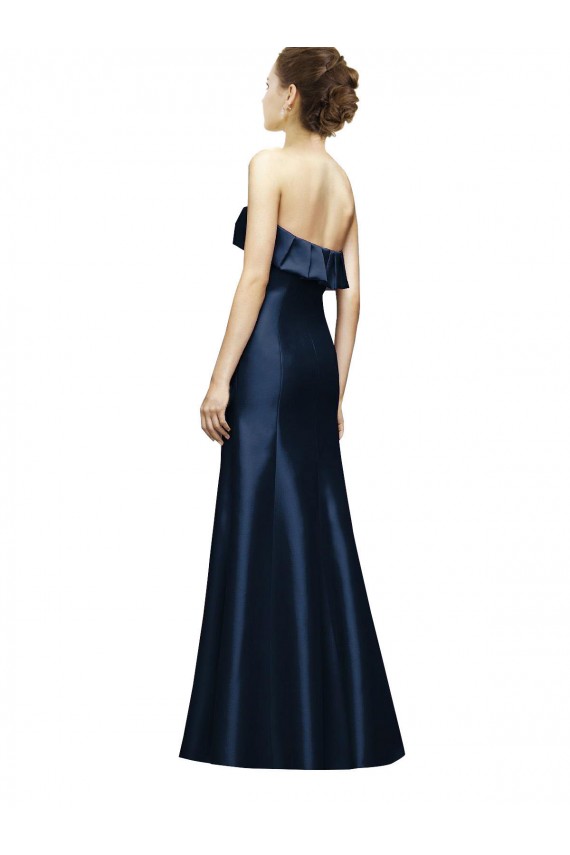 Mermaid Strapless Satin Long Dark Navy Bridesmaid Dress Sydney