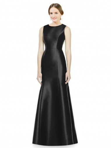 Mermaid High Neck Satin Long Black Bridesmaid Dress Sydney