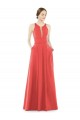 A-Line Jewel Neck Satin Long Firecracker Bridesmaid Dress Sydney