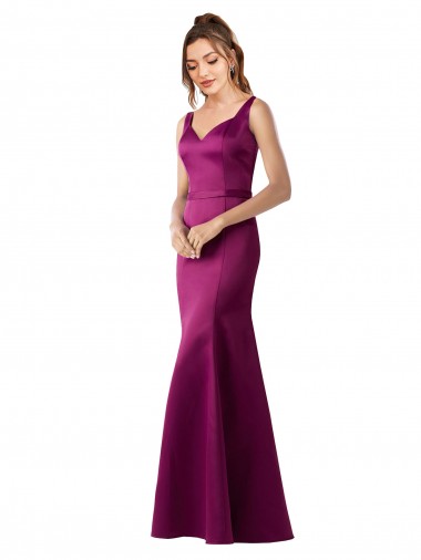 Sheath Bateau Neck Satin Long Merlot Black Tie Evening Gown / Prom Dress / Bridesmaid Dress Sydney