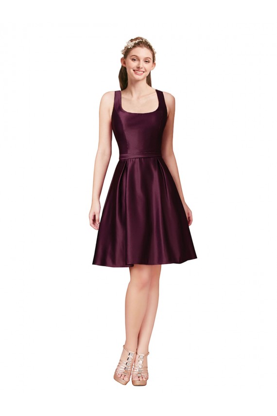 A-Line Bateau Neck Satin Knee Length Prom Dress / Bridesmaid Dress Sydney