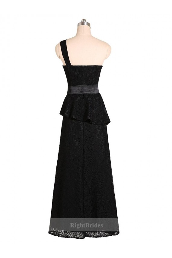 Mermaid One Shoulder Satin Long Black Bridesmaid Dress Sydney