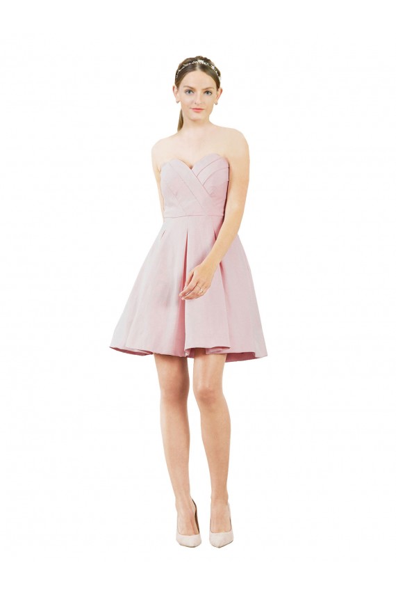 A-Line Sweetheart Satin Knee Length Pink Evening Gown / Bridesmaid Dress Sydney