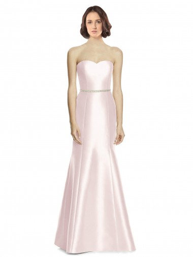 Mermaid Strapless Satin Long Pink Bridesmaid Dress Sydney