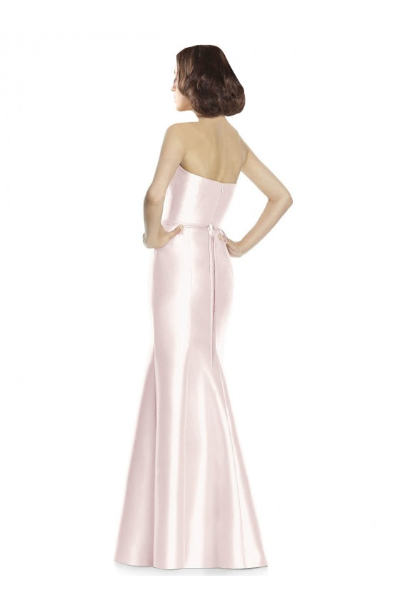 Mermaid Strapless Satin Long Pink Bridesmaid Dress Sydney