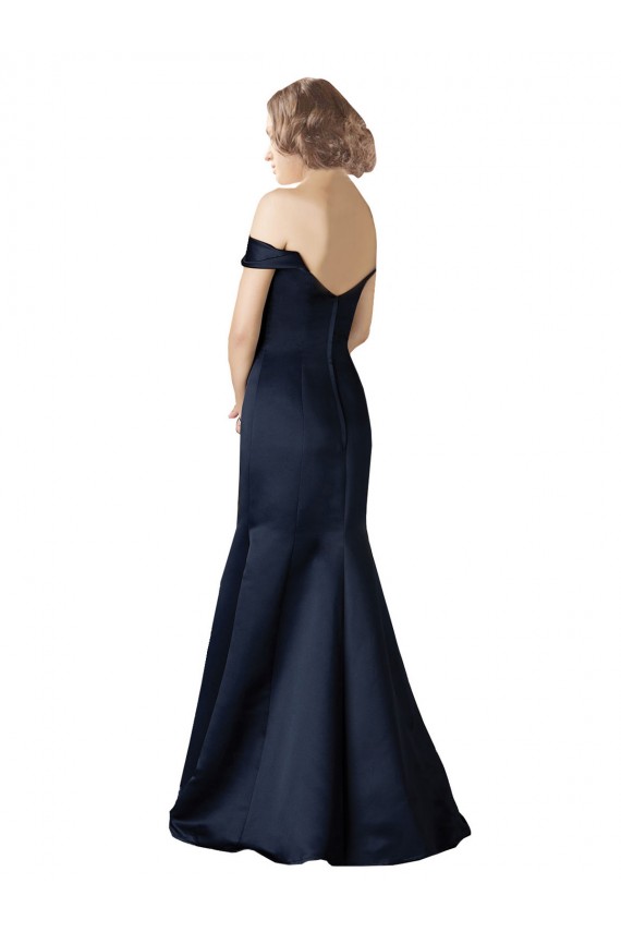 Mermaid V-Neck Satin Long Dark Navy Prom Dress / Bridesmaid Dress Sydney