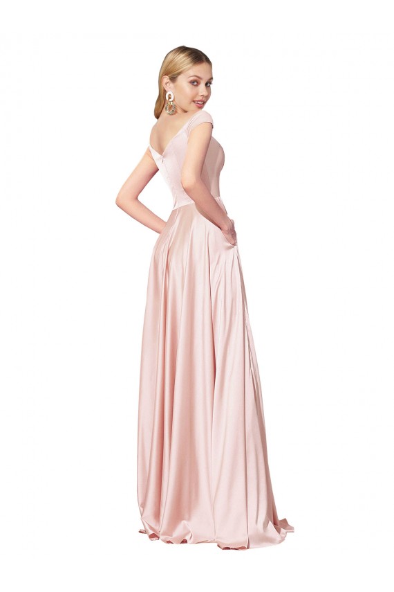 A-Line High Neck Satin Long Pink Formal Evening Gown / Prom Dress / Bridesmaid Dress Sydney