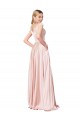 A-Line High Neck Satin Long Pink Formal Evening Gown / Prom Dress / Bridesmaid Dress Sydney