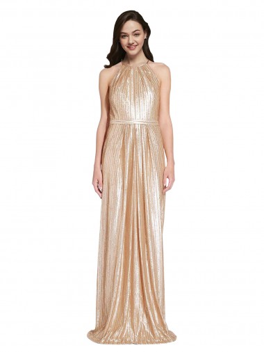Sheath High Neck Sequin Long Gold Formal Evening Gown / Prom Dress / Bridesmaid Dress Sydney