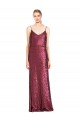 A-Line High Neck Sequin Long Burgundy Formal Evening Gown / Prom Dress / Bridesmaid Dress Sydney