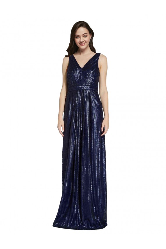 Sheath V-Neck Sequin Long Dark Navy Formal Evening Gown / Prom Dress / Bridesmaid Dress Sydney