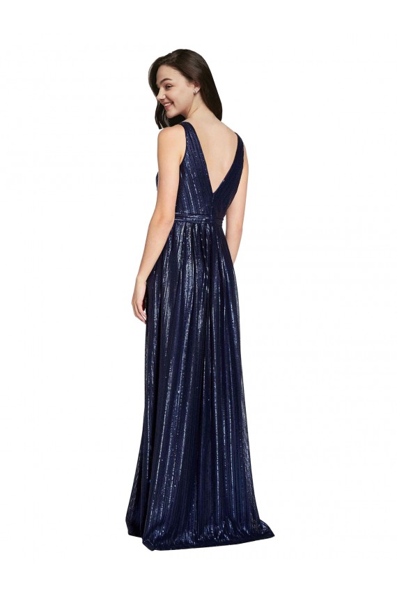 Sheath V-Neck Sequin Long Dark Navy Formal Evening Gown / Prom Dress / Bridesmaid Dress Sydney