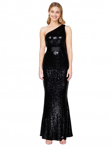 Mermaid One Shoulder Sequin Long Black Formal Evening Gown / Prom Dress / Bridesmaid Dress Sydney