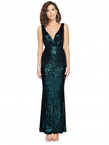 Mermaid V-Neck Sequin Long Dark Green Bridesmaid Dress / Evening Dress Sydney