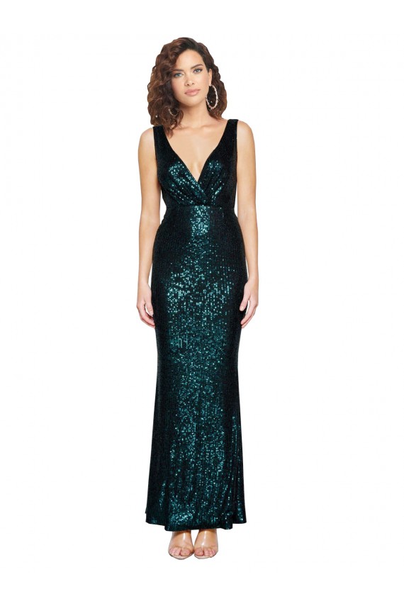 Mermaid V-Neck Sequin Long Dark Green Bridesmaid Dress / Evening Dress Sydney