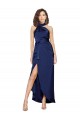 A-Line High Neck Silk like Satin Long Sapphire High Low Evening Gown / Prom Dress / Bridesmaid Dress Sydney