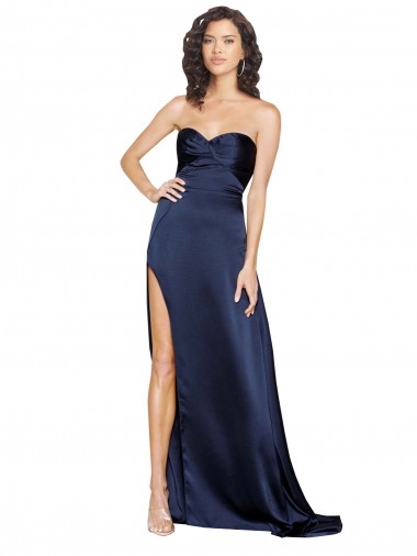 A-Line High Neck Silk like Satin Long Sapphire Formal Evening Gown / Prom Dress / Bridesmaid Dress Sydney