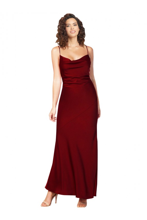 Sheath Cowl Neck Silk like Satin Long Burgundy Black Tie Evening Gown / Prom Dress / Bridesmaid Dress Sydney