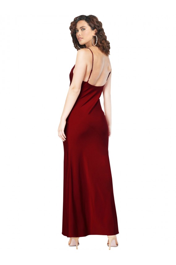 Sheath Cowl Neck Silk like Satin Long Burgundy Black Tie Evening Gown / Prom Dress / Bridesmaid Dress Sydney