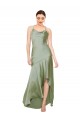 A-Line Cowl Neck Silk like Satin Long Smoke Green High Low Evening Gown / Prom Dress / Bridesmaid Dress Sydney