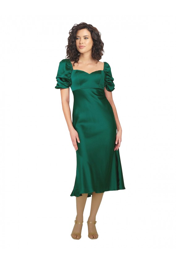 A-Line Sweetheart Silk like Satin Midi Length Hunter Formal Evening Gown / Prom Dress / Bridesmaid Dress Sydney