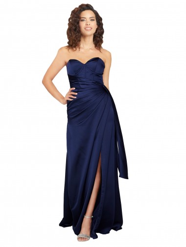 A-Line Strapless Silk like Satin Long Sapphire Formal Evening Gown / Prom Dress / Bridesmaid Dress Sydney