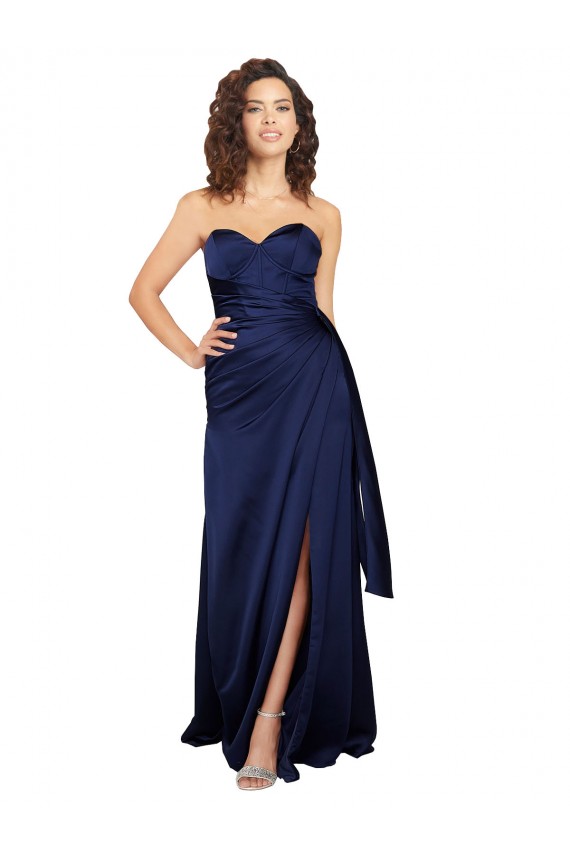 A-Line Strapless Silk like Satin Long Sapphire Formal Evening Gown / Prom Dress / Bridesmaid Dress Sydney
