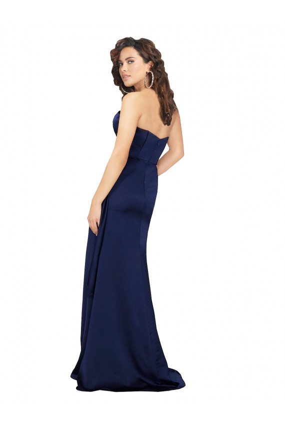 A-Line Strapless Silk like Satin Long Sapphire Formal Evening Gown / Prom Dress / Bridesmaid Dress Sydney