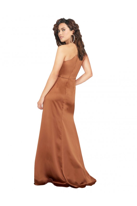 A-Line One Shoulder Silk like Satin Long Orange Formal Evening Gown / Prom Dress / Bridesmaid Dress Sydney