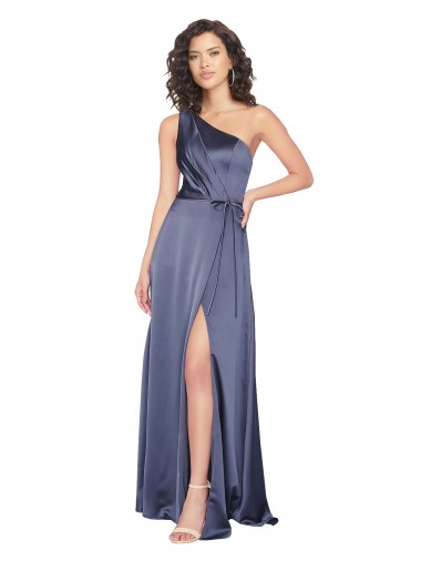 A-Line One Shoulder Silk like Satin Long Dusk Formal Evening Gown / Prom Dress / Bridesmaid Dress Sydney