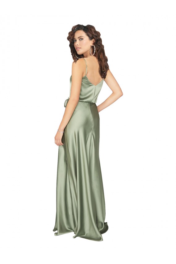 A-Line V-Neck Silk like Satin Long Smoke Green Formal Evening Gown / Bridesmaid Dress Sydney