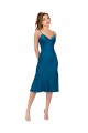A-Line V-Neck Silk like Satin Midi Length Peacock Blue Prom Dress / Bridesmaid Dress Sydney