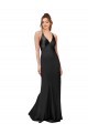 Sheath V-Neck Silk like Satin Long Black Black Tie Evening Gown / Prom Dress / Bridesmaid Dress Sydney