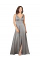 A-Line V-Neck Silk like Satin Long Pearl Grey Formal Evening Gown / Prom Dress / Bridesmaid Dress Sydney